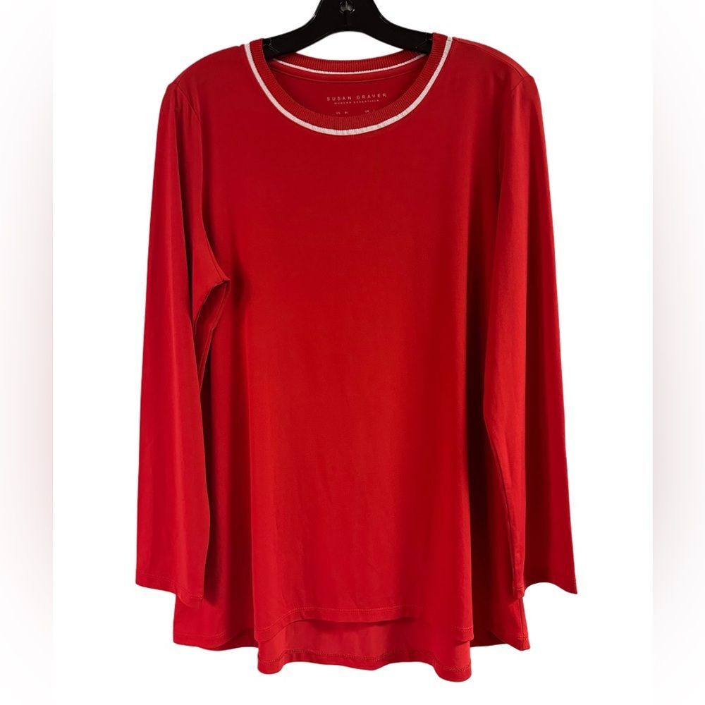 Susan Graver Modern Essentials Red Tunic Top Size M
